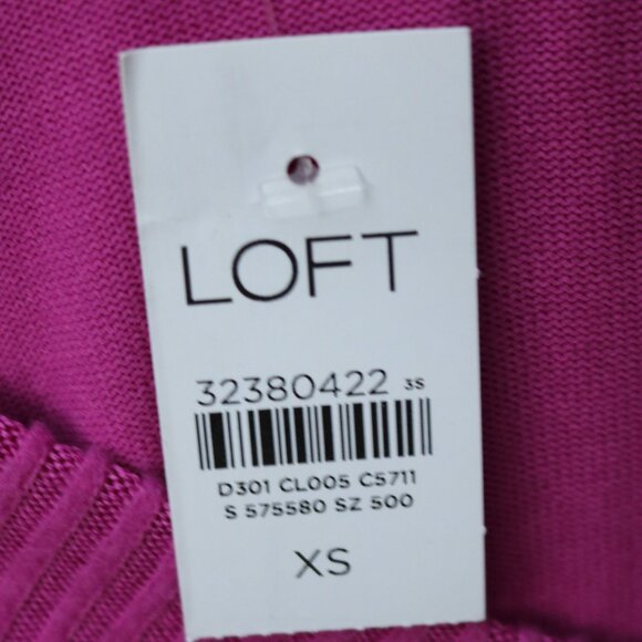 NEW LOFT Magenta Pink Brushed Poly Blend V-Neck Long Oversized Sweater Sz XS - Picture 6 of 7